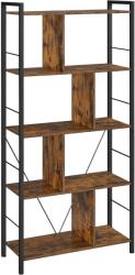 Brius Biblioteca din lemn cu 5 nivele, stil industrial, 30x74x150cm, maro rustic (EZ-LBC121B01) Raft