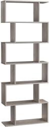 Brius Biblioteca, raft cu 6 unitati de depozitare, pentru living, din lemn, 24x190x70cm, gri stejar (EZ-LBC061M01) Raft