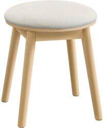 Brius Taburet rotund boho cu picioare din lemn si sezut moale, 37x37x43 cm, alb crem (EZ-RDS007Y01)
