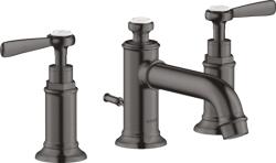 Hansgrohe Montreux 3-lyukú mosdócsaptelep 30, automata lefolyó-garnitúrával, szálcsiszolt fekete króm 16535 340 (16535340) (16535340)
