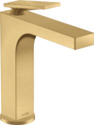 Hansgrohe Citterio 160 egykaros szögletes mosdócsaptelep, rombusz mintás kezelőkarral, nem zárható lefolyóval, szálcsiszolt arany 39081250 (39081250)