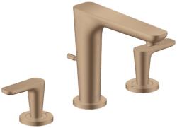 Hansgrohe Citterio C, Cubic Cut kialakítás, Mosdócsaptelep leeresztővel, 3 nyílásos beépítés, EcoSmart, szálcsiszolt vörösarany 49061310 (49061310)