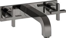 Hansgrohe Citterio 3-lyukú mosdócsaptelep falsík alatti szereléshez, 226 mm-es kifolyóval, keresztfogantyúkkal, polírozott fekete króm 39144330 (39144330)