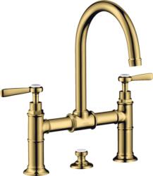 Hansgrohe Montreux kétkaros mosdócsaptelep 220, automata lefolyó-garnitúrával, polírozott arany 16511 990 (16511990) (16511990)