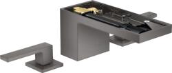 Hansgrohe MyEdition Mosdókagyló keverő Push-Open kiöntővel, 3 lyukú beépítés, szálcsiszolt fekete króm/lemez nélkül 47052340 (47052340)