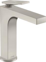 Hansgrohe Citterio 160 egykaros szögletes mosdócsaptelep, rombusz mintás kezelőkarral, nem zárható lefolyóval, rozsdamentes acél hatás 39081800 (39081800)