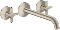 Hansgrohe One Falsík alatti mosdócsaptelep, leeresztővel, 3 nyílásos beépítés, EcoSmart, szálcsiszolt nikkel 48140820 (48140820)