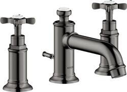Hansgrohe Montreux 3-lyukú mosdócsaptelep 30, automata lefolyó-garnitúrával 16536 330 (, polírozott fekete króm 16536330) (16536330)