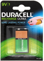 Duracell 170mAh HR22 HR9V DC1604 E-BLOCK TRANSISTOR NiMh akkumulátor 9V újratölthető elem (Duracell-HR22-170)
