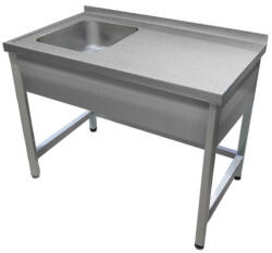 Green Clean 1000mm 1 medencés nagykonyhai mosogató jobb oldali csepegtetővel, 500x500x300mm medencével, lábra állítva, takaróköpennyel, r. m. acél (GCK1-100755-DK)