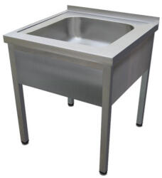 Green Clean 600mm 1 medencés nagykonyhai mosogató 500x500x300mm medencével, lábra állítva, takaróköpennyel, r. m. acél (GCK1-060755-NK)