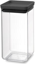 Brabantia tárolóedény 1, 6L, egymásra rakható, légmentes záródás, szögletes, sötétszürke, átlátszó műanyag tartály - 122385 (122385)