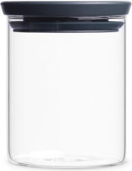 Brabantia üvegedény 0, 6L, egymásra rakható, légmentes záródás, kerek, sötétszürke fedő, átlátszó üveg tartály - 298288 (298288)