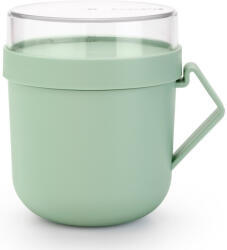 Brabantia Make & Take Soup Mug leveses bögre, 600 ml, hőálló fogantyú, beépített gőzkieresztő szelep, felső tárolórekesz, szivárgás- és légmentes záródás, BPA mentes műanyag, jáde zöld - 203862 (203862)