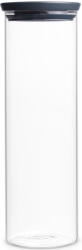 Brabantia üvegedény 1, 9L, egymásra rakható, légmentes záródás, kerek, sötétszürke fedő, átlátszó üveg tartály - 298240 (298240)