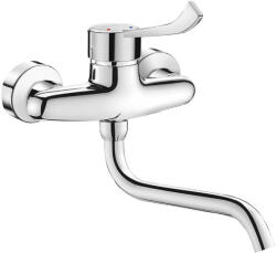 Delabie fali mosogató csaptelep hosszú keverőkarral, lengő kifolyóval, L=200mm, ipari vízátfolyás, 26L/p (DEL2519LS)