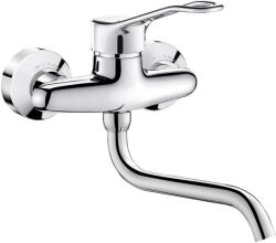 Delabie fali mosogató csaptelep lyukas keverőkarral, lengő kifolyóval, L=200mm, STOP/CHECK takarótárcsákkal, ipari vízátfolyás, 26L/p (DEL2519)