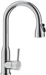 Delabie álló mosogató csaptelep hattyúnyakú lengő kifolyóval, kihúzható fejjel, vízsugár, vagy zuhany mód, H=408mm, L=200mm, 5L/p (DEL2597)