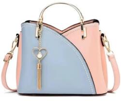 Juls Geanta Eleganta Crossbody Femei, Casual sau Office, Piele, Design Versatil, Compartimente Multiple, Manere Metalice, Inchidere cu Fermoar si Magnet, Accesoriu Modern, Cad - Bleu/roz