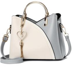 Juls Geanta Eleganta Crossbody Femei, Casual sau Office, Piele, Design Versatil, Compartimente Multiple, Manere Metalice, Inchidere cu Fermoar si Magnet, Accesoriu Modern, Cad - Alb/bleu