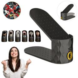 Juls Organizator Incaltaminte Reglabil Pentru Dulap si Rafturi, Suport Vertical, Economisire Spatiu, Compatibil Pantofi, Sport, Sandale, Balerini, Tocuri, Ghetele Usoare, Mate - Negru