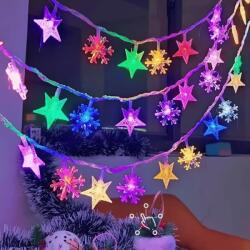 Juls Lumini LED Decorative Plug-In Multicolor 20m, Stele si Fulgi De Zapada, 8 Moduri Iluminare, Rezistenta Apa IP65, Pentru Gradina, Terasa, Balcon Interior, Exterior