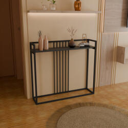 PAKOWORLD Consolă cu negru, Convida, Lemn, Stejar, 100x25x90 cm (321-000127)