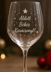 Ajándékbor kft Gravírozott karácsonyi borospohár - Áldott, békés karácsonyt (CIK42)