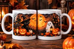 Ajándékbor kft Halloween kerámiabögre - körbefutó mintával (CIK61)
