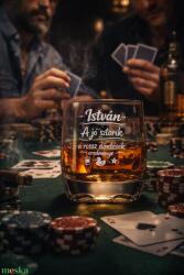Ajándékbor kft Gravírozott whiskys pohár - „A jó sztorik a rossz döntések eredménye - Névre szóló férfias ajándék (WHI1)