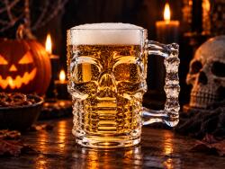 Ajándékbor kft Koponya formájú söröskorsó - különleges Halloween ajándék (CIK64)