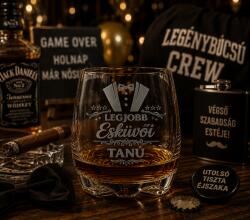 Ajándékbor kft Legjobb Esküvői Tanú whisky pohár (CIK14)