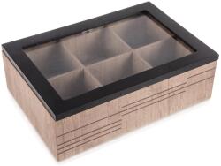 Orion Cutie din lemn pentru ceai LINE, 6 compartimente, 24 × 16, 5 × 7, 5 cm