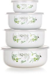 BANQUET Set de boluri smălțuite cu capace OLIVES, 4 buc (10-18 cm)