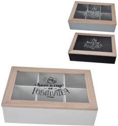 Indecor Cutie din lemn pentru ceai 24 × 17 × 7 cm (3 variante)