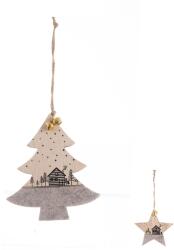 Indecor Decorațiune de Crăciun suspendată din lemn și fetru, bej, 11 × 13 cm (2 variante)