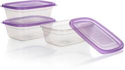 Super Value Set de recipiente din plastic pentru alimente 1, 25 l - 3 buc, capace mov