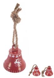 Indecor Clopoțel decorativ suspendat din metal și iută, roșu