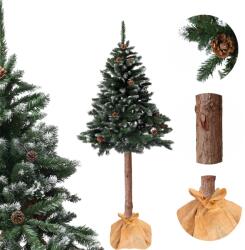 Bauerkraft Brad artificial de Crăciun pe trunchi 150 cm, pin diamantat cu conuri, nins