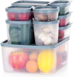 Vilde Set de recipiente pentru alimente cu capace, 10 buc, suprapozabile, transparente