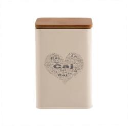 Orion Cutie decorativă pentru ceai cu motiv „Ceai INIMĂ, tablă și lemn, 14 cm