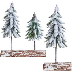 LEAN Compoziție decorativă de Crăciun cu brazi ninși pe bază din lemn 34 × 28 cm