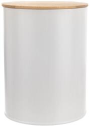 Orion Cutie de bucătărie pentru alimente din metal alb cu capac din bambus 2, 3 l