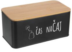 Orion Cutie metalică pentru ceai cu capac din bambus „Timp pentru ceai black (CZ/SK)