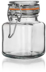 BANQUET Borcănaș ermetic din sticlă LINA 100 ml, pătrat cu închidere tip clemă