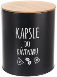 Orion Cutie pentru capsule Black cu capac din bambus 16 cm
