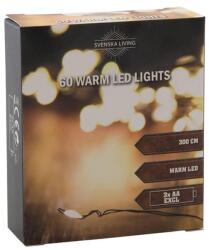 Hit Ghirlandă luminoasă 60 LED lumină albă caldă 3 m negru pe baterii