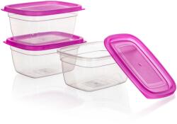 Super Value Set de cutii din plastic pentru alimente 0, 55 l - roz, 3 buc