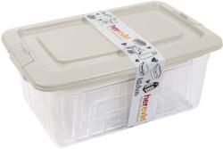 BANQUET Set de recipiente dreptunghiulare cu capac, 4 buc. (1, 2-5, 4 l), transparente/crem