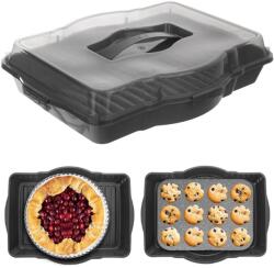 Orion Cutie de transport pentru prăjituri cu capac, gri 45 × 35 cm